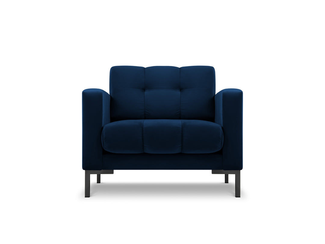 MICADONI Mamaia lænestol m. armlæn 1 sæde blå fløjl og sort metal