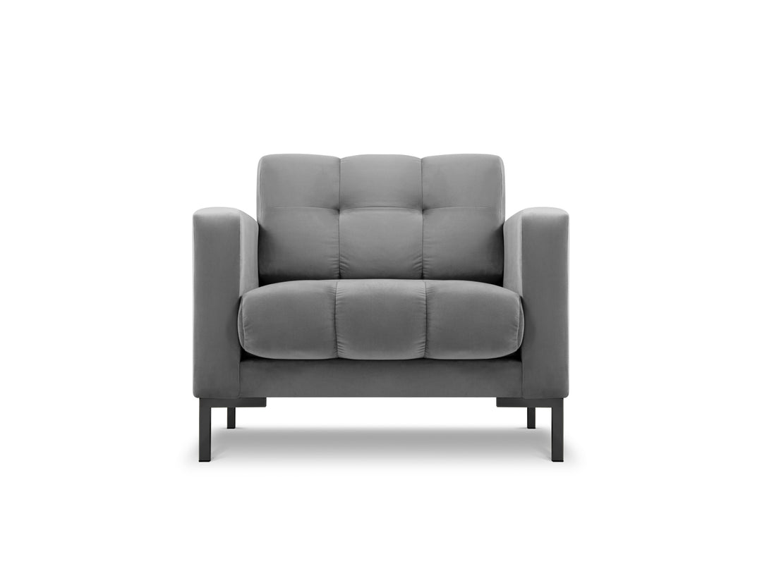 MICADONI Mamaia lænestol m. armlæn 1 sæde grå fløjl og sort metal