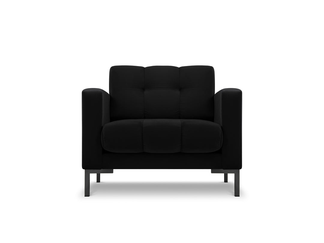 MICADONI Mamaia lænestol m. armlæn 1 sæde sort fløjl og sort metal