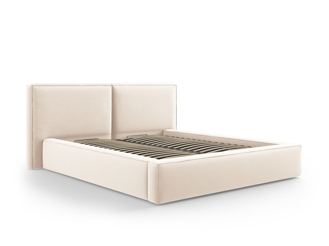 Micadoni MICADONI Jodie sengeramme m. sengegavl lameller beige fløjl og plast 160x200