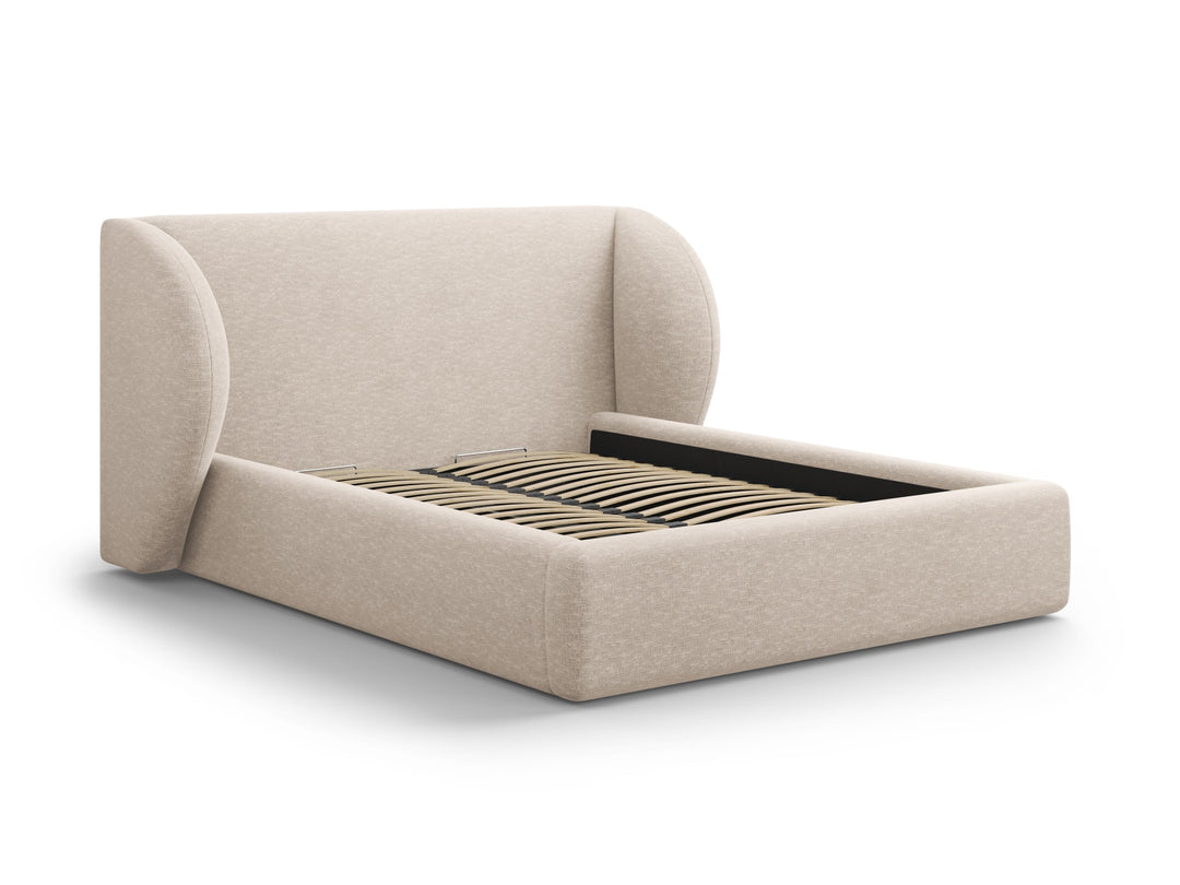 MICADONI Miley sengeramme m. sengegavl og lameller beige chenille 200x200