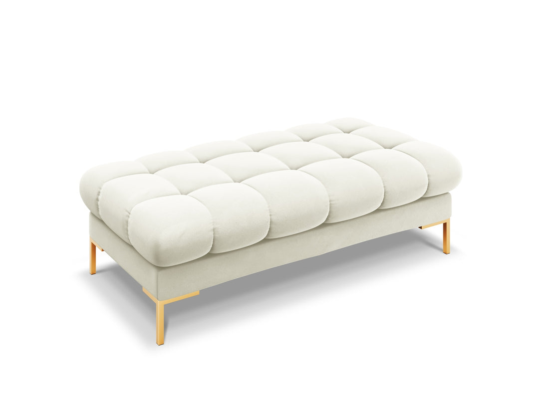 MICADONI Mamaia bænk 2 sæder rektangulær beige fløjl og guld metal 62x133x41