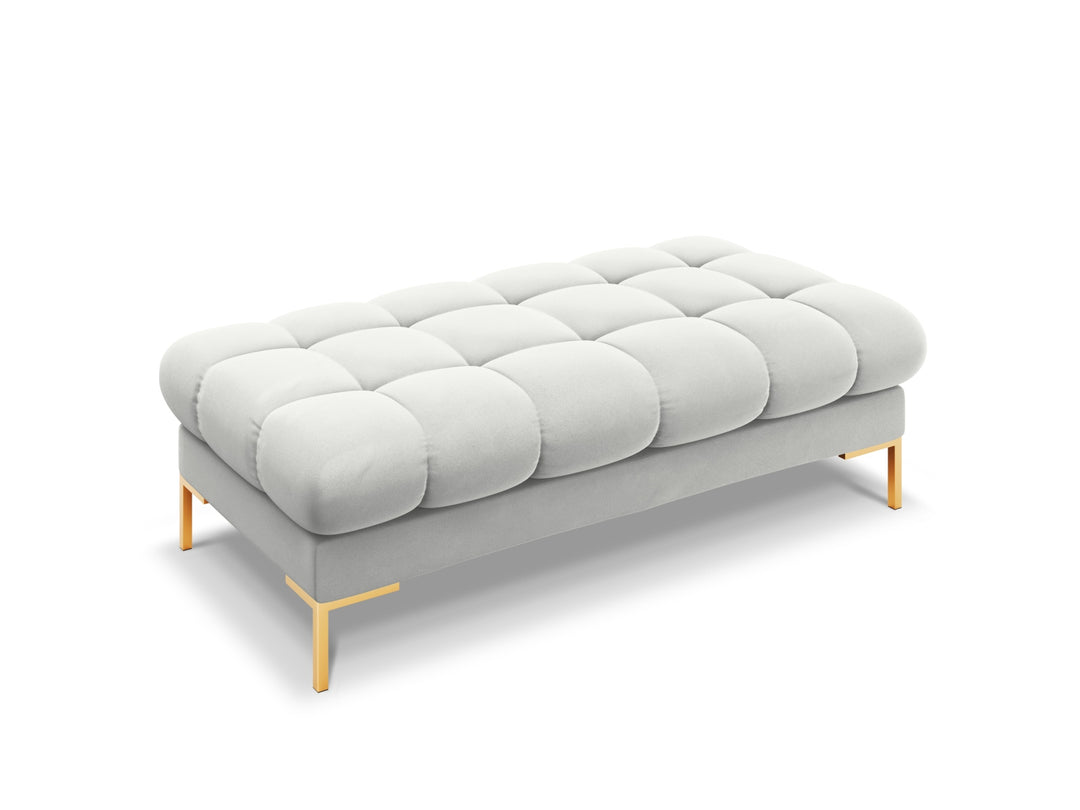 MICADONI Mamaia bænk 2 sæder rektangulær sølv fløjl og guld metal 62x133x41