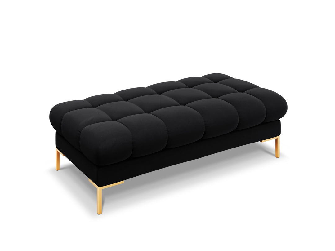 MICADONI Mamaia bænk 2 sæder rektangulær sort fløjl og guld metal 62x133x41