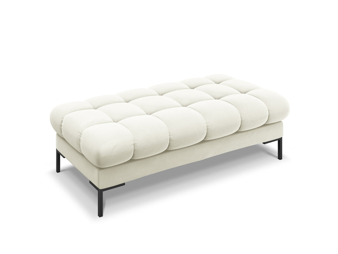 MICADONI Mamaia bænk 2 sæder rektangulær beige fløjl og sort metal 62x133x41