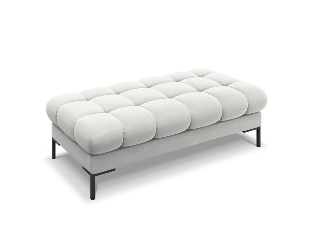 MICADONI Mamaia bænk 2 sæder rektangulær sølv fløjl og sort metal 62x133x41