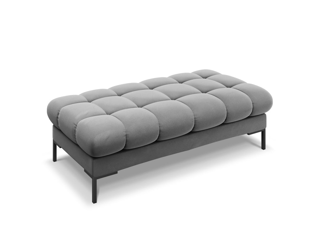MICADONI Mamaia bænk 2 sæder rektangulær grå fløjl og sort metal 62x133x41