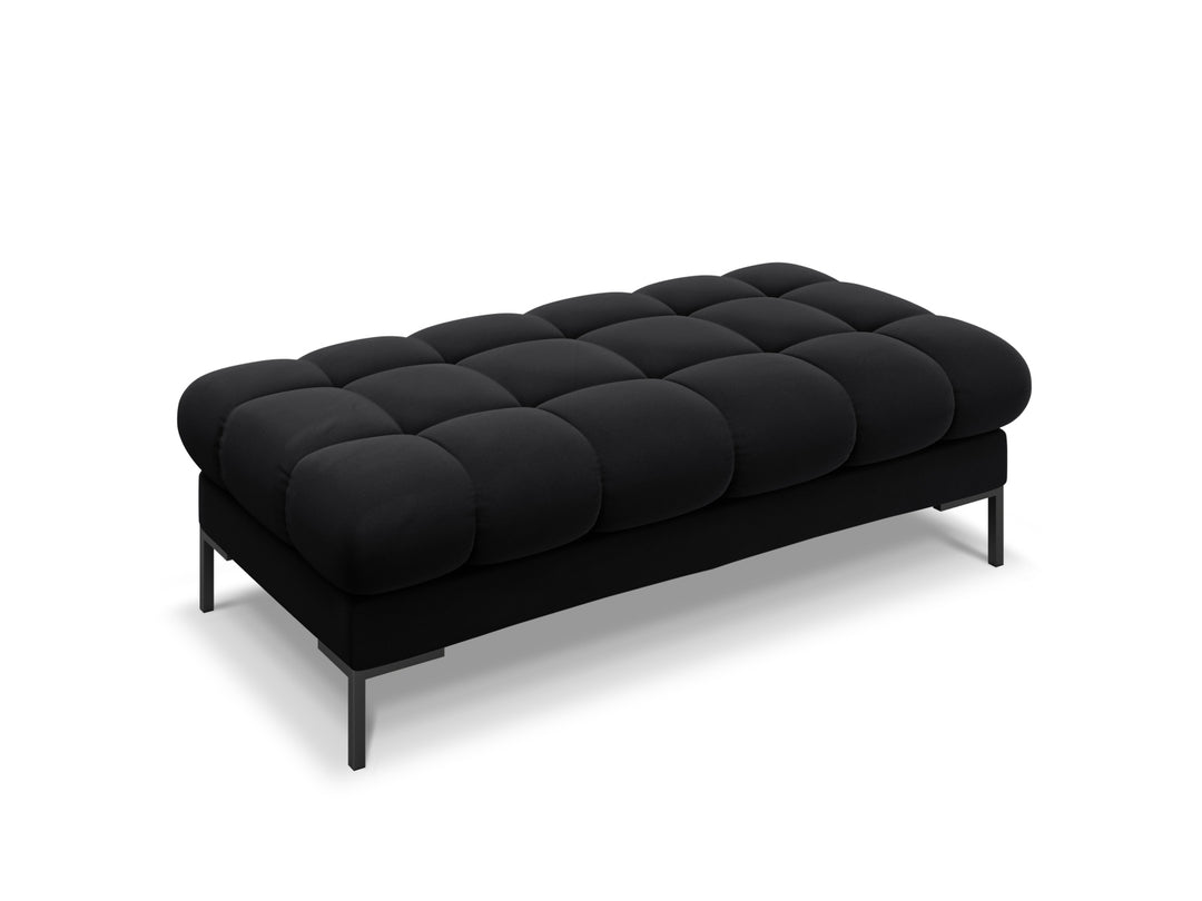 MICADONI Mamaia bænk 2 sæder rektangulær sort fløjl og sort metal 62x133x41