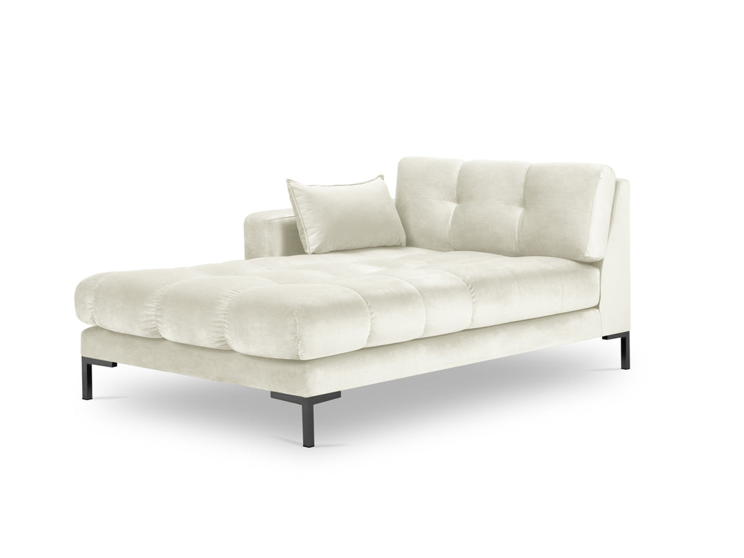 MICADONI Mamaia chaiselong venstre beige fløjl og sort metal 185x102x75