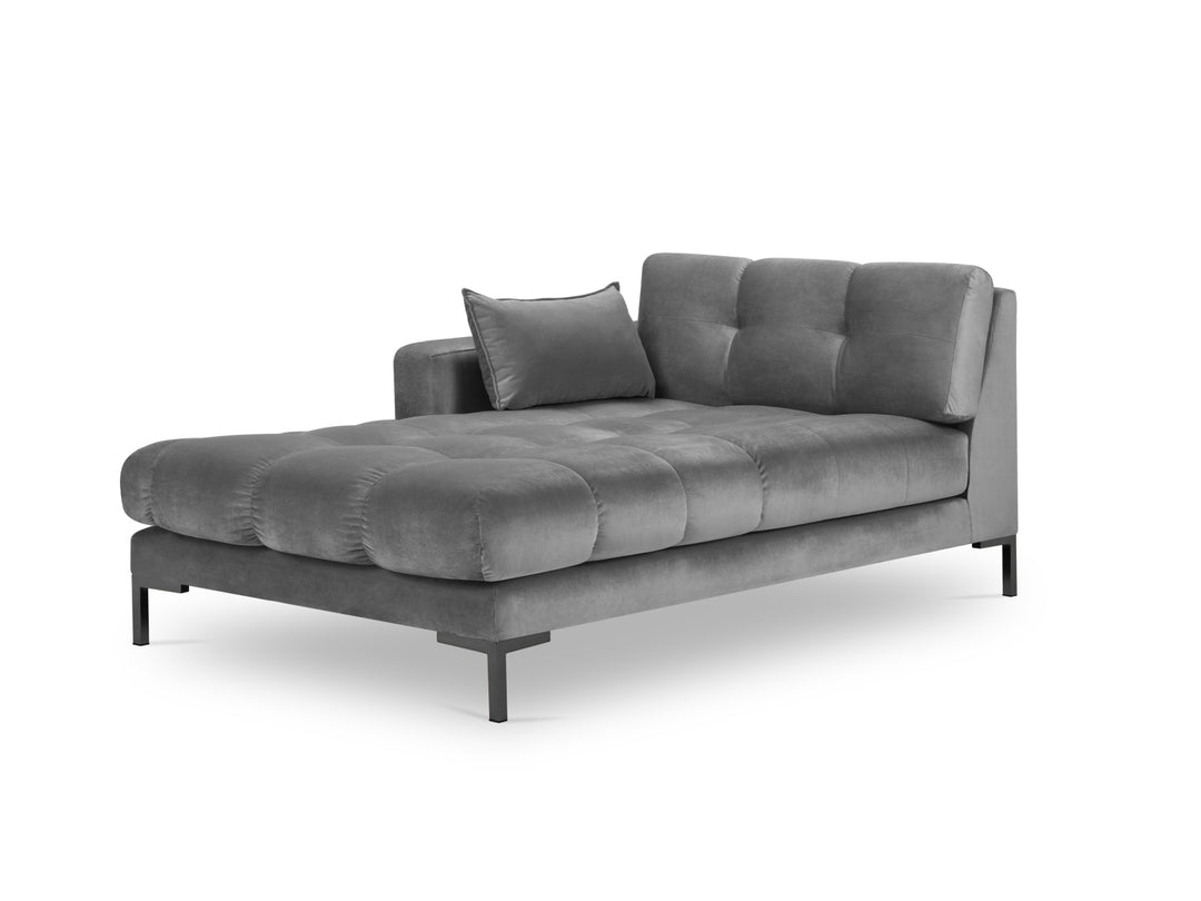 MICADONI Mamaia chaiselong venstre grå fløjl og sort metal 185x102x75