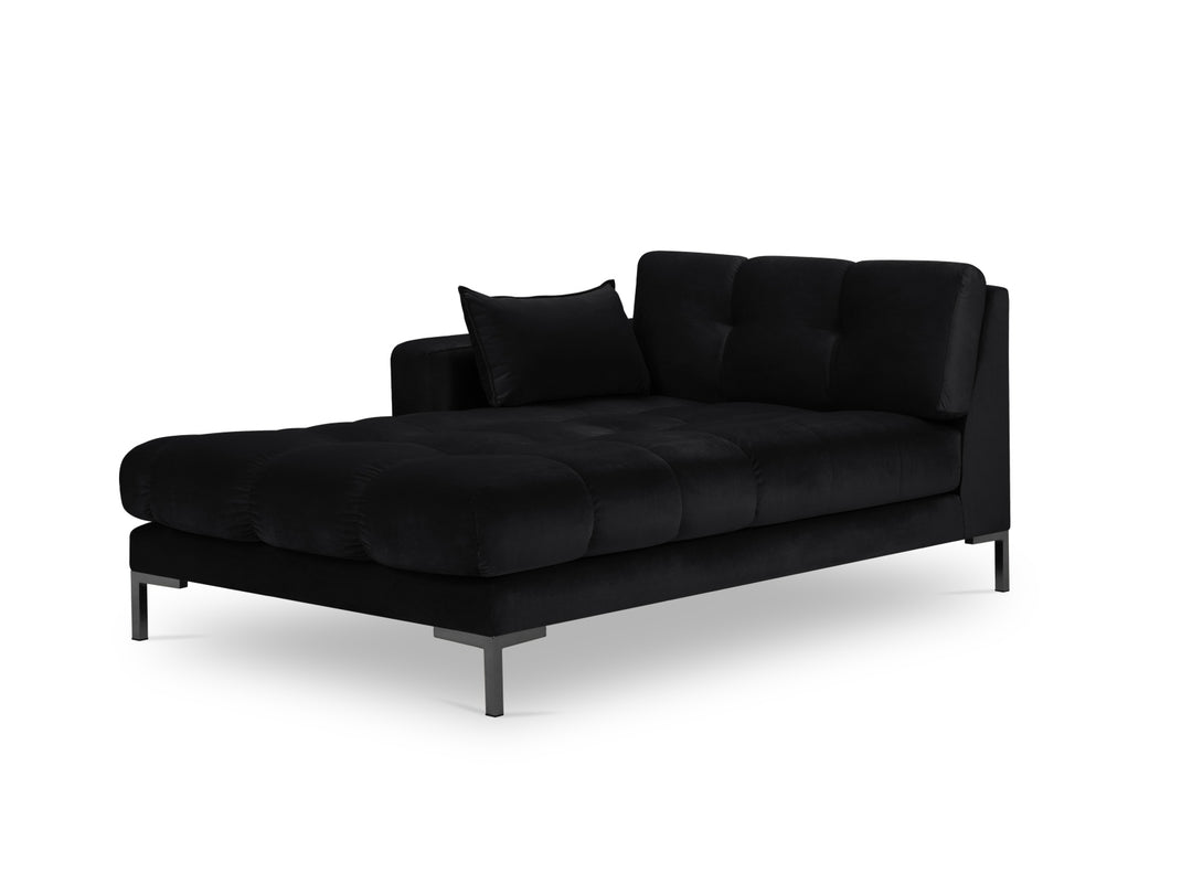 MICADONI Mamaia chaiselong venstre antracitgrå fløjl og sort metal 185x102x75