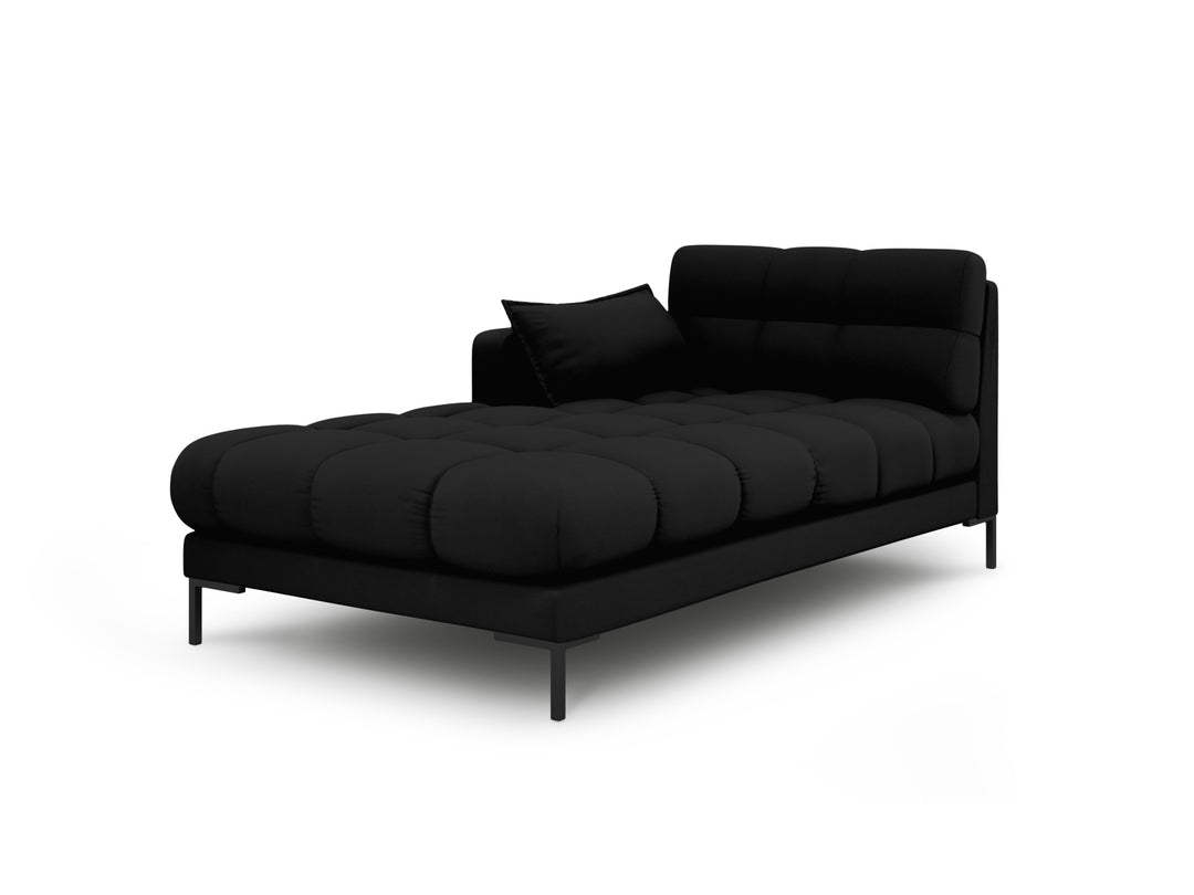 MICADONI Mamaia chaiselong venstre sort stof og sort metal 185x102x75