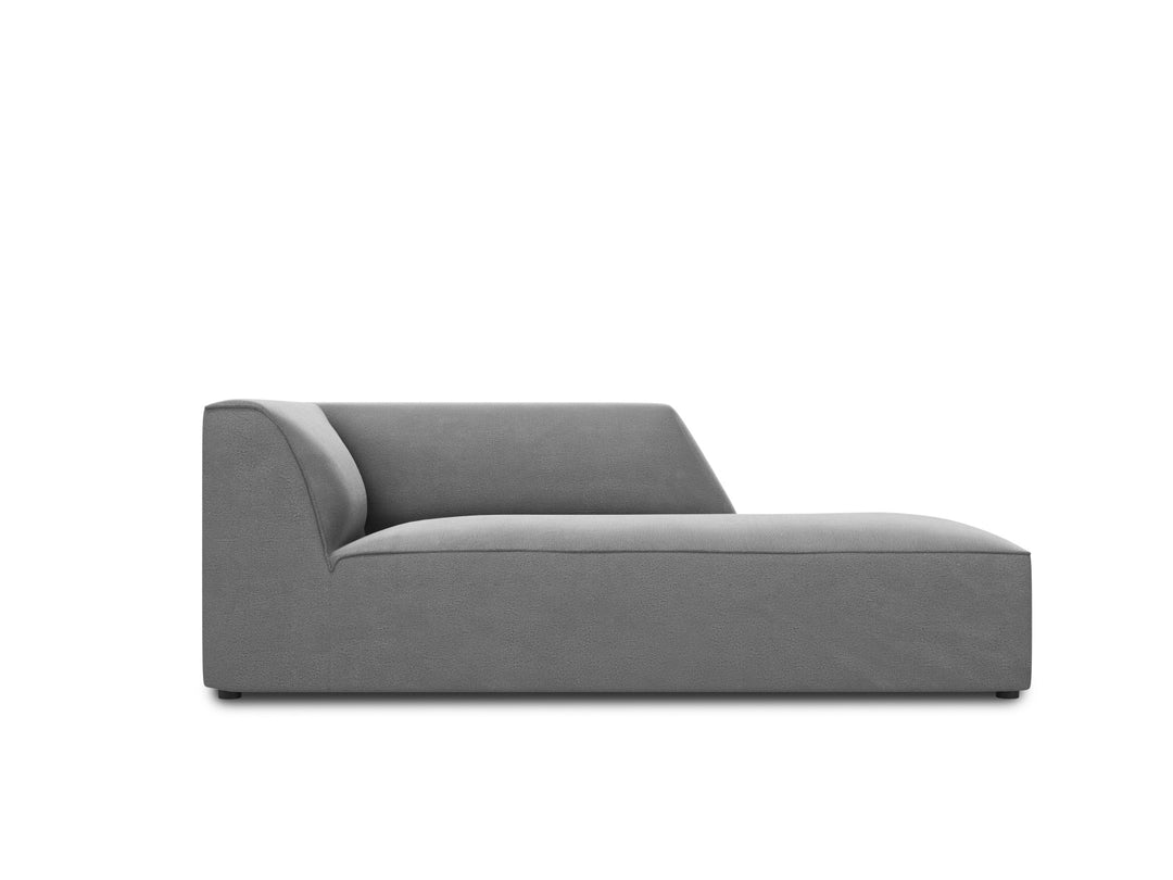 MICADONI Ruby chaiselong højre grå fløjl og sort plastik 180x93x69