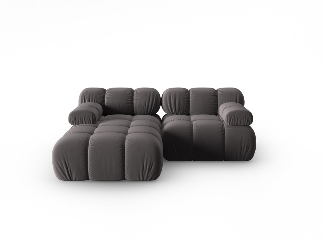 MICADONI Bellis hjørnesofa venstre 3 sæder antracitgrå fløjl og sort plastik