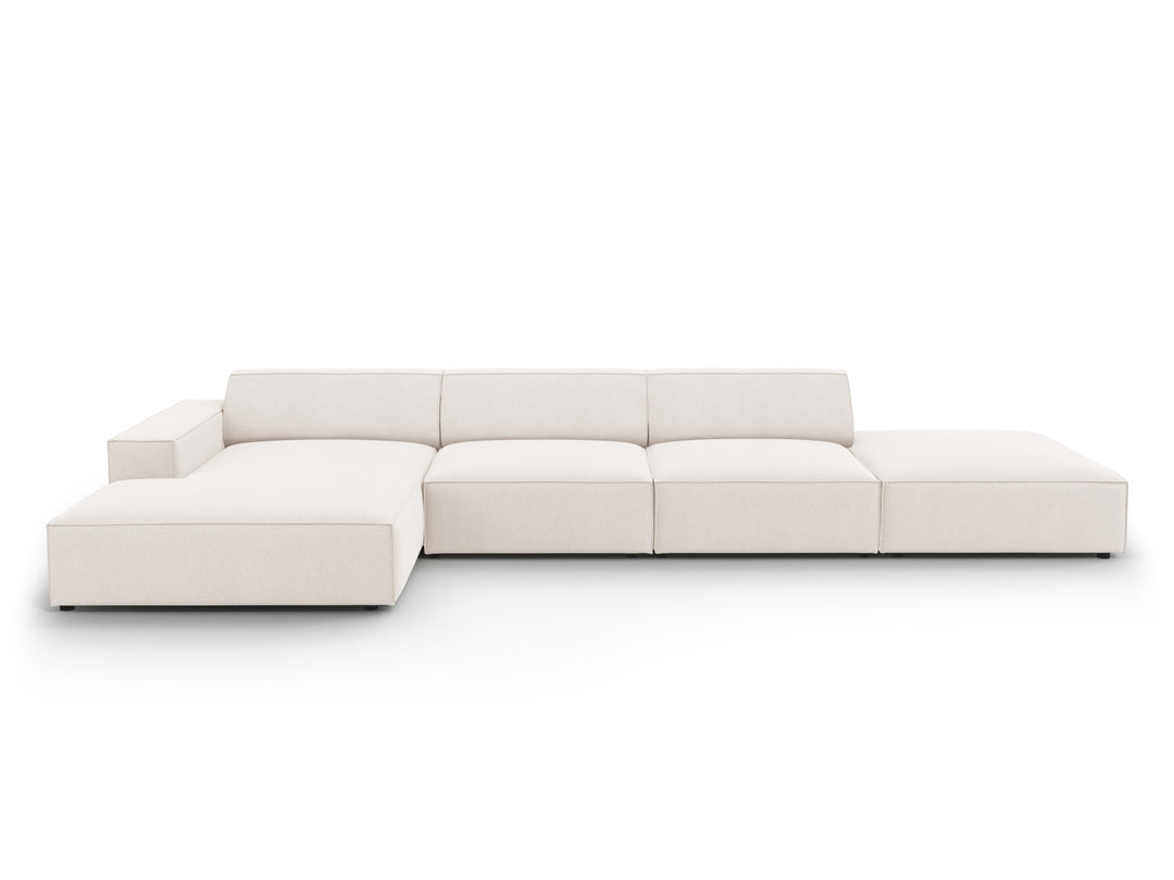 MICADONI Jodie hjørnesofa venstre 5 sæder beige stof og sort plastik