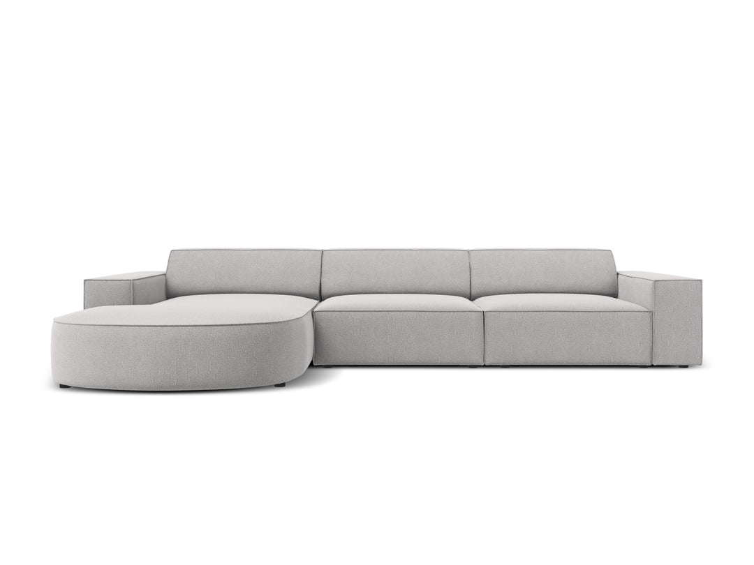 MICADONI Jodie hjørnesofa venstre 4 sæder grå stof og sort plastik