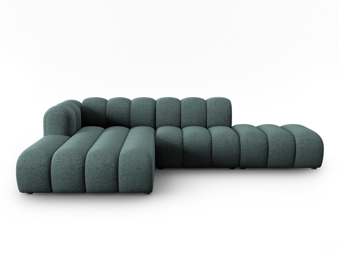 MICADONI Lupin Modular åben hjørnesofa venstre 5 sæder blå chenille og sort plast