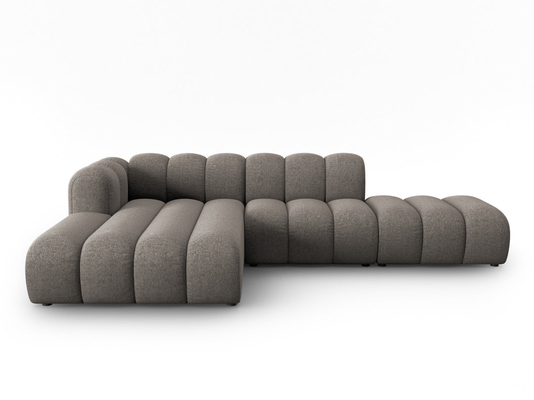 MICADONI Lupin Modular åben hjørnesofa venstre 5 sæder grå chenille og sort plast