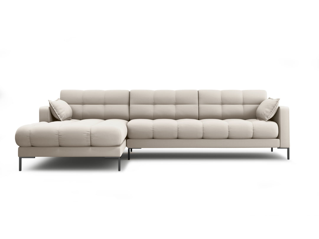 MICADONI Mamaia hjørnesofa venstre 5 sæder beige stof og sort metal