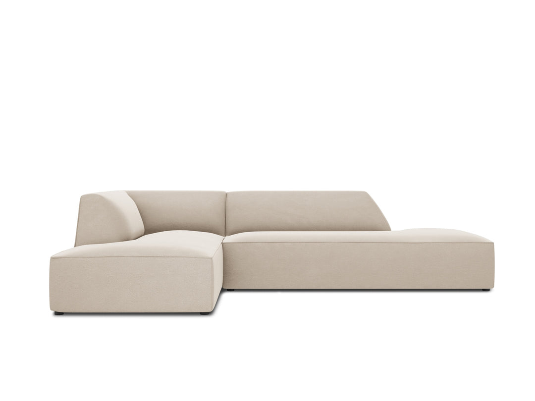 MICADONI Ruby hjørnesofa venstre 4 sæder beige fløjl og sort plast