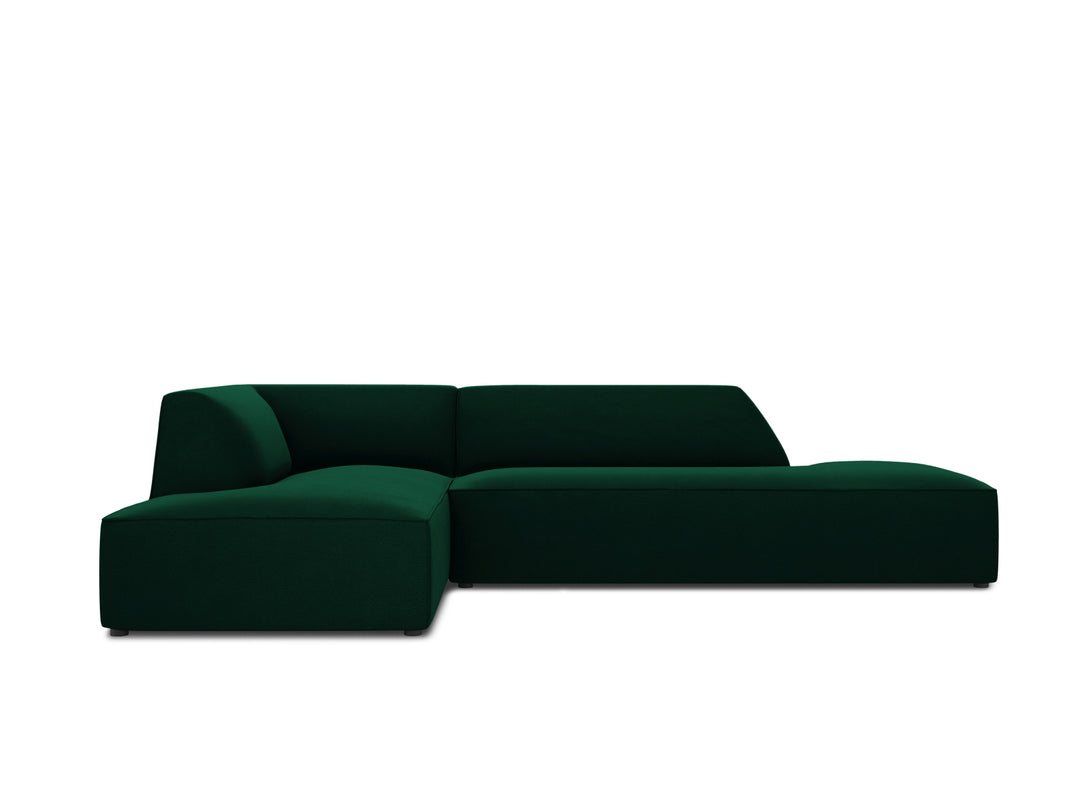MICADONI Ruby hjørnesofa venstre 4 sæder grøn fløjl og sort plast