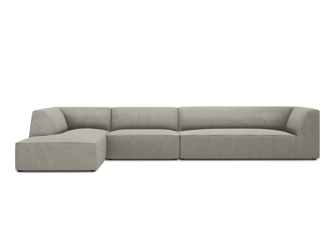MICADONI Ruby Modul hjørnesofa venstre 5 sæder grå corduroy fløjl og sort plast