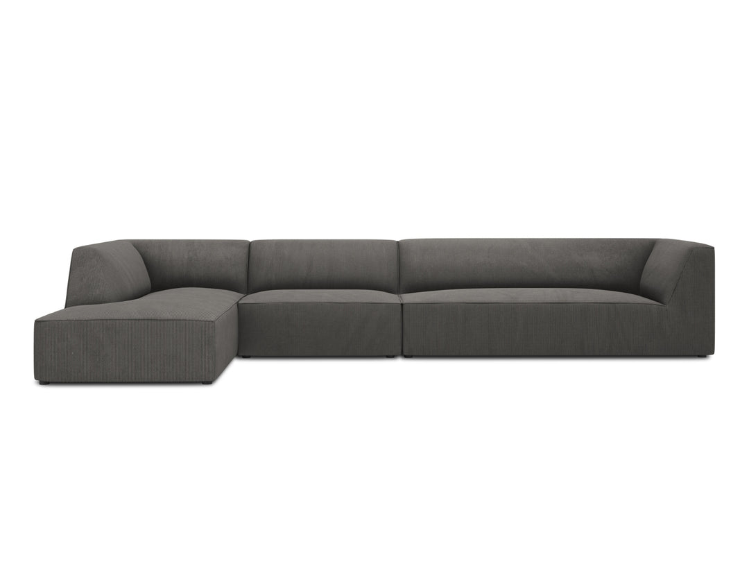 MICADONI Ruby Modul hjørnesofa venstre 5 sæder antracitgrå corduroy fløjl og sort plast