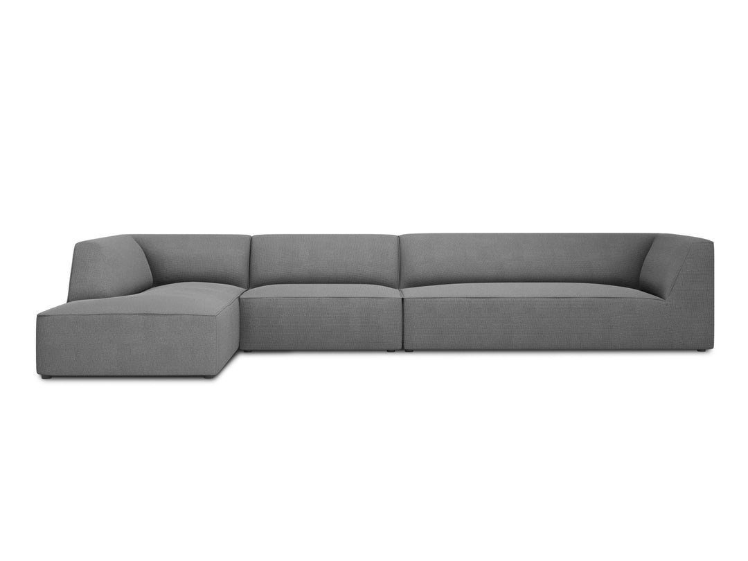MICADONI Ruby Modul hjørnesofa venstre 5 sæder grå stof og sort plast
