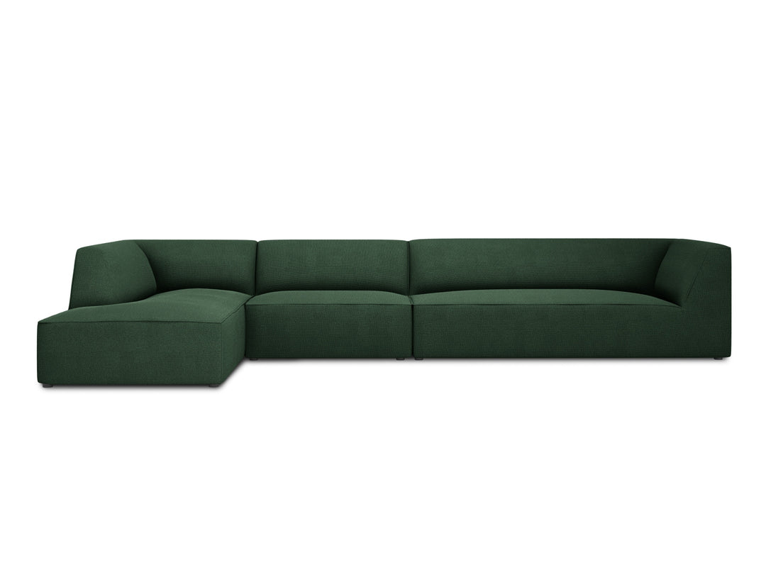 MICADONI Ruby Modul hjørnesofa venstre 5 sæder grøn stof og sort plast