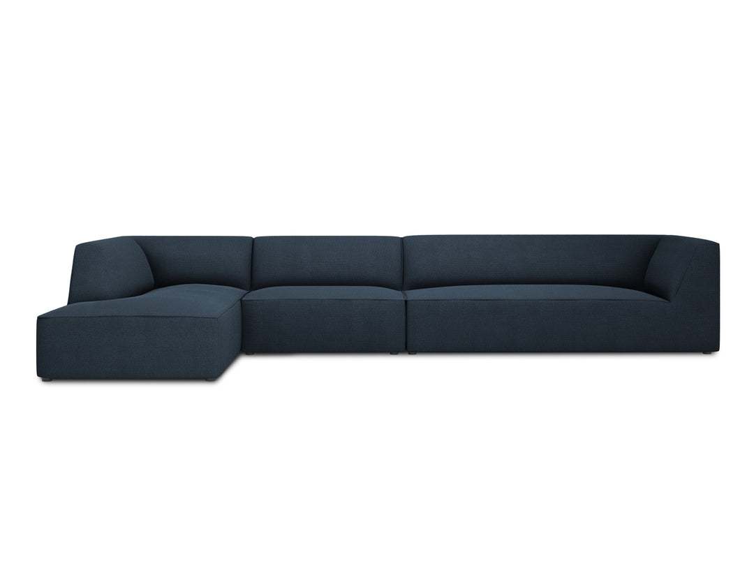 MICADONI Ruby Modul hjørnesofa venstre 5 sæder blå stof og sort plast