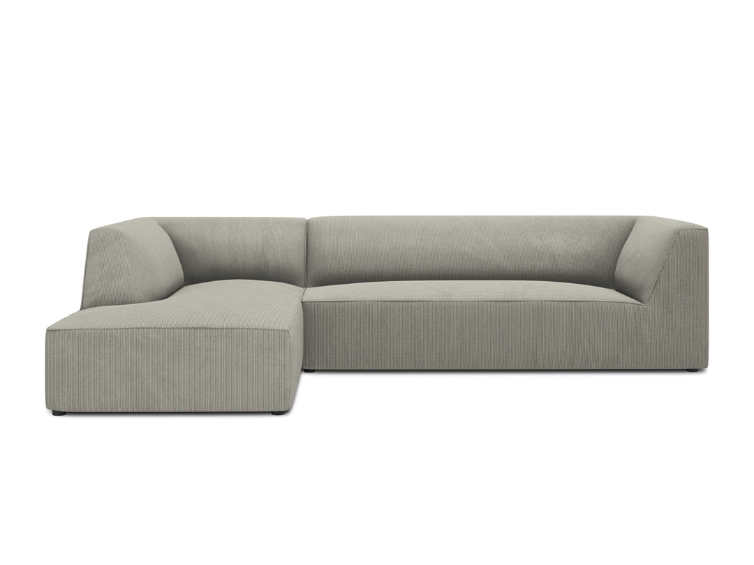 MICADONI Ruby Modul hjørnesofa venstre 4 sæder grå corduroy fløjl og sort plast