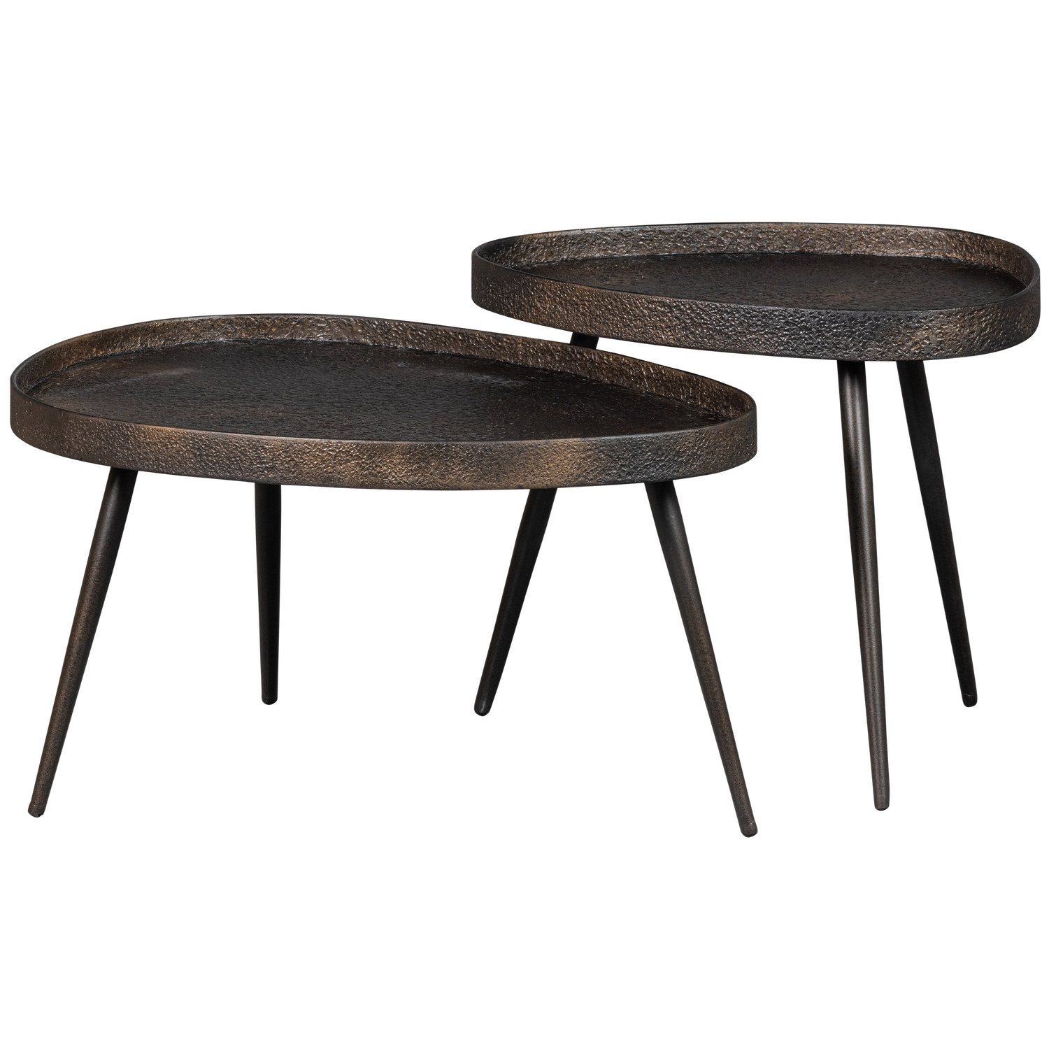 Produktbillede af WOOOD Crude sidebord antik bronze krydsfiner med zinkbelægning og metal sæt af 2 i premium kvalitet