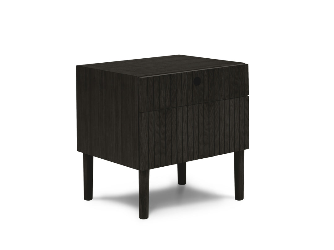 MICADONI Noa sengebord m. 2 skuffer sort træ og sort eg 45x37x51