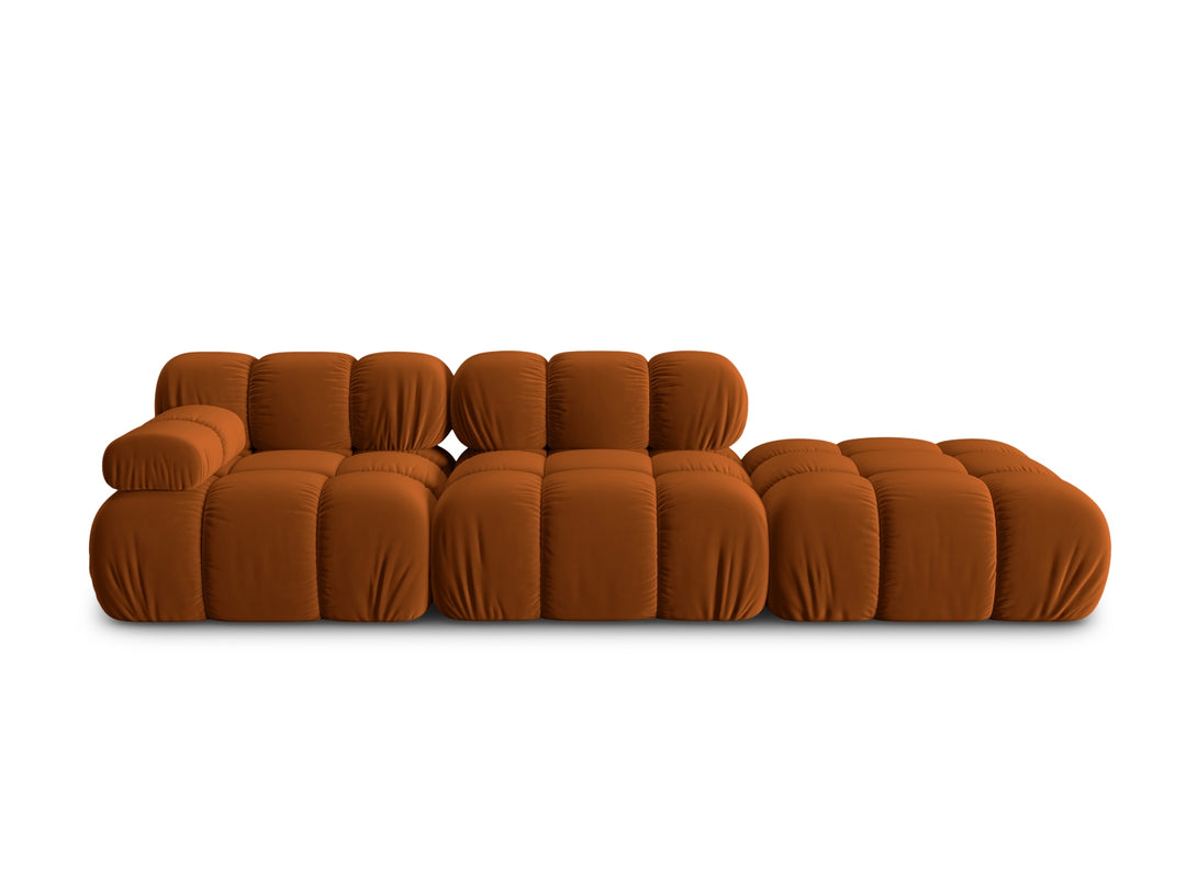 MICADONI Bellis Modul sofa højre 4 sæder orange fløjl og sort plastik