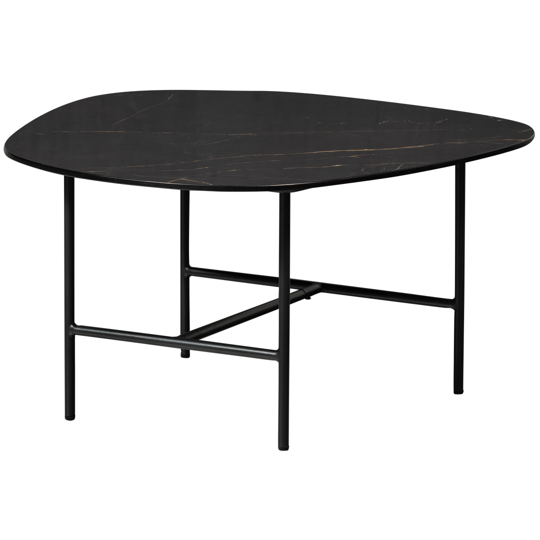 WOOOD sidebord sort marmorlook og metal 70x70