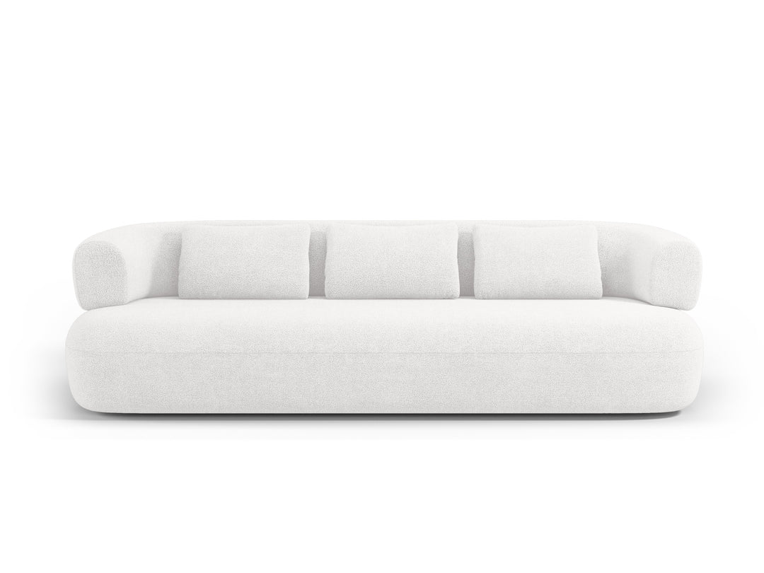 MICADONI Jenny sofa 4 sæder hvid bouclé og sort plast