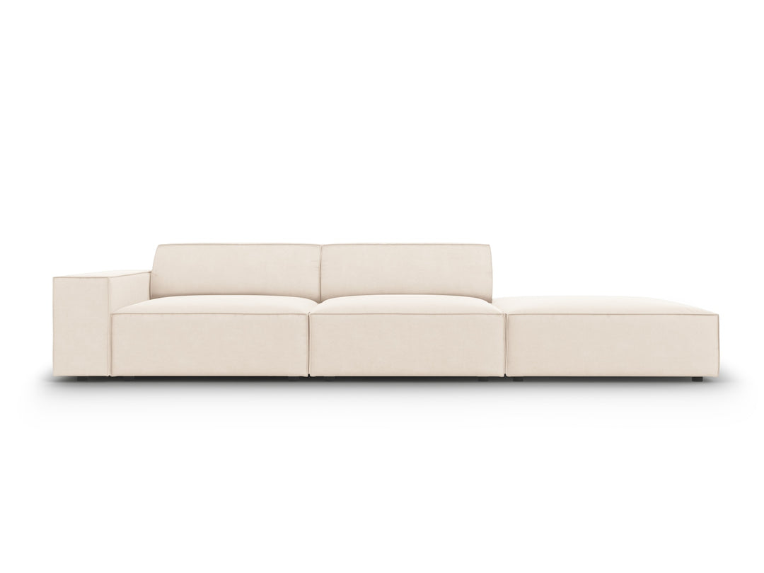 MICADONI Jodie sofa højre 3 sæder beige fløjl og sort plast