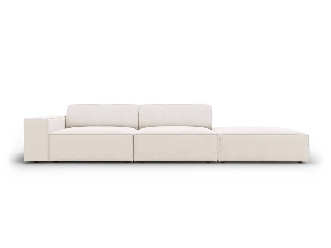 MICADONI Jodie sofa højre 3 sæder beige stof og sort plast