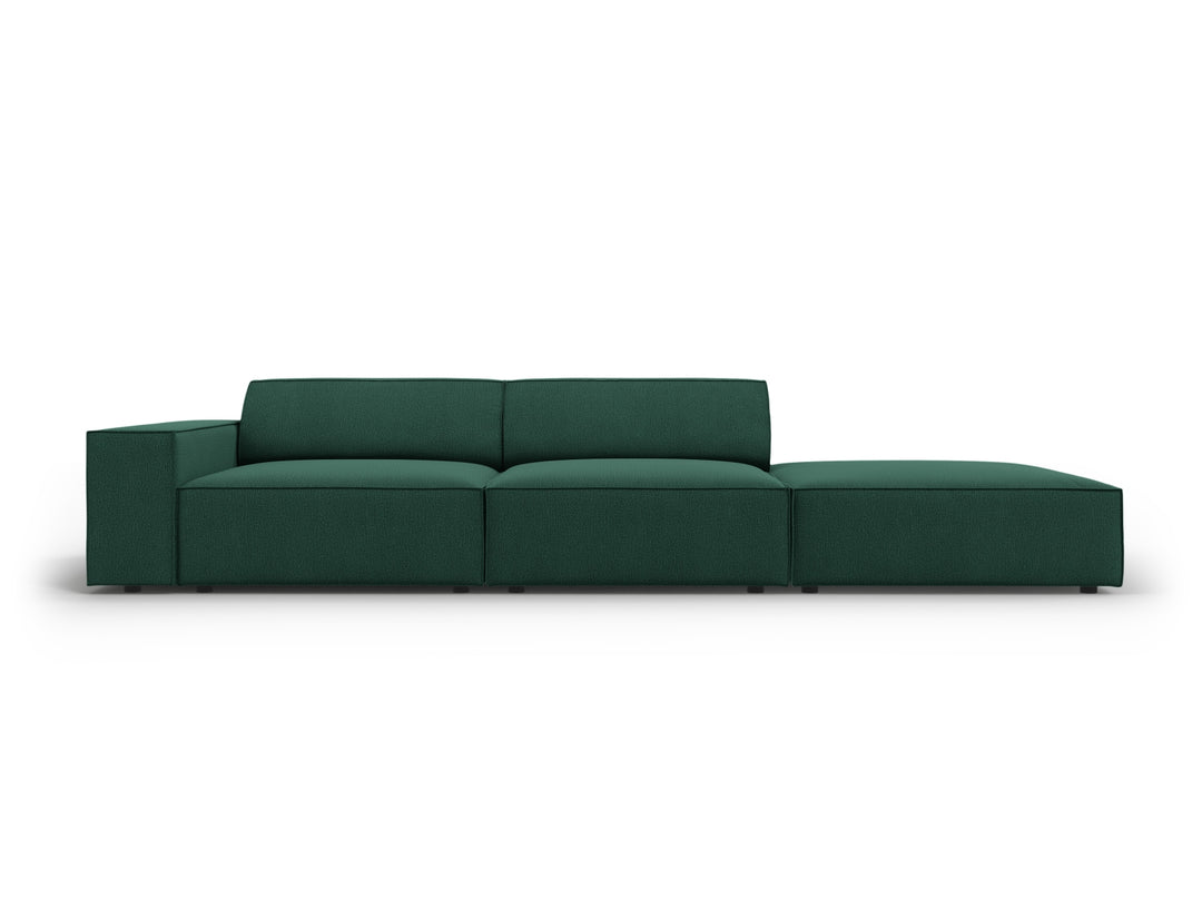 MICADONI Jodie sofa højre 3 sæder grøn stof og sort plast