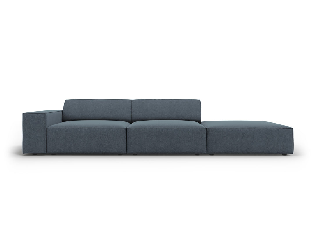 MICADONI Jodie sofa højre 3 sæder blå stof og sort plast