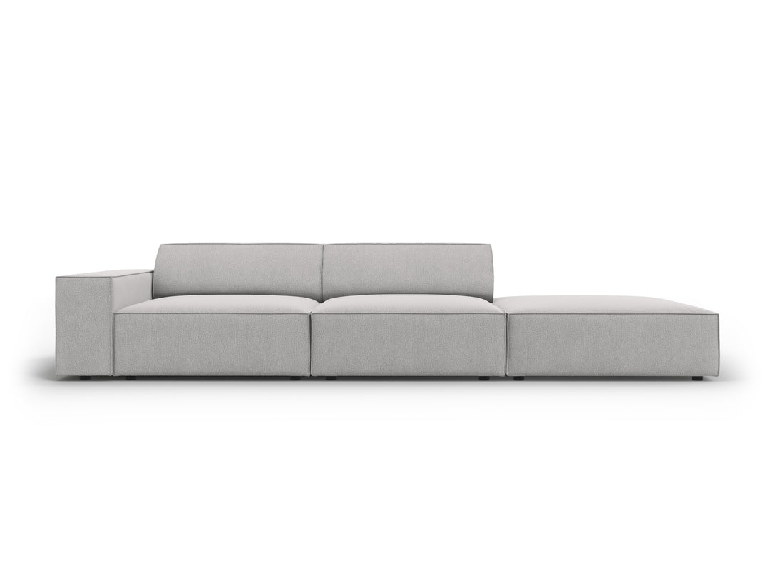 MICADONI Jodie sofa højre 3 sæder grå stof og sort plast