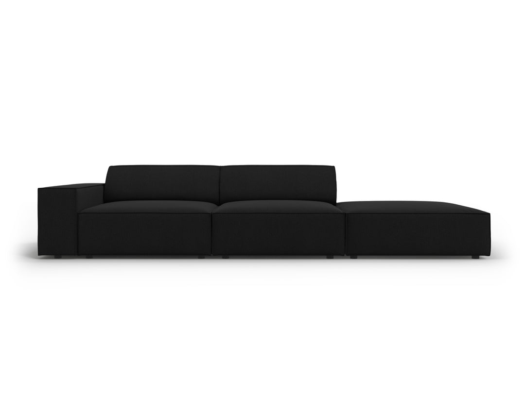 MICADONI Jodie sofa højre 3 sæder sort stof og sort plast