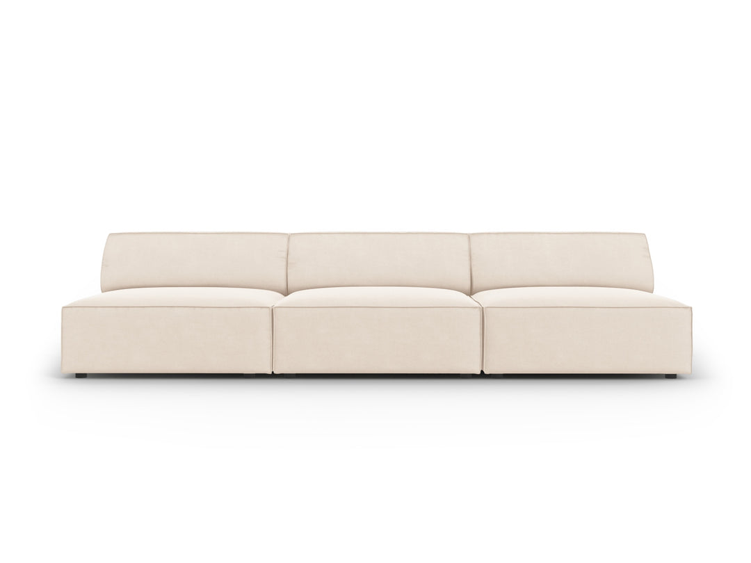 MICADONI Jodie sofa 3 sæder beige fløjl og sort plast