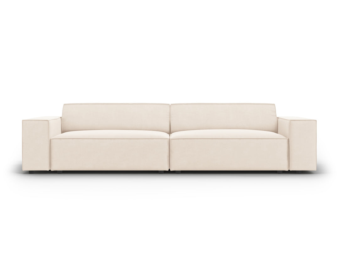 MICADONI Jodie sofa 4 sæder beige fløjl og sort plast
