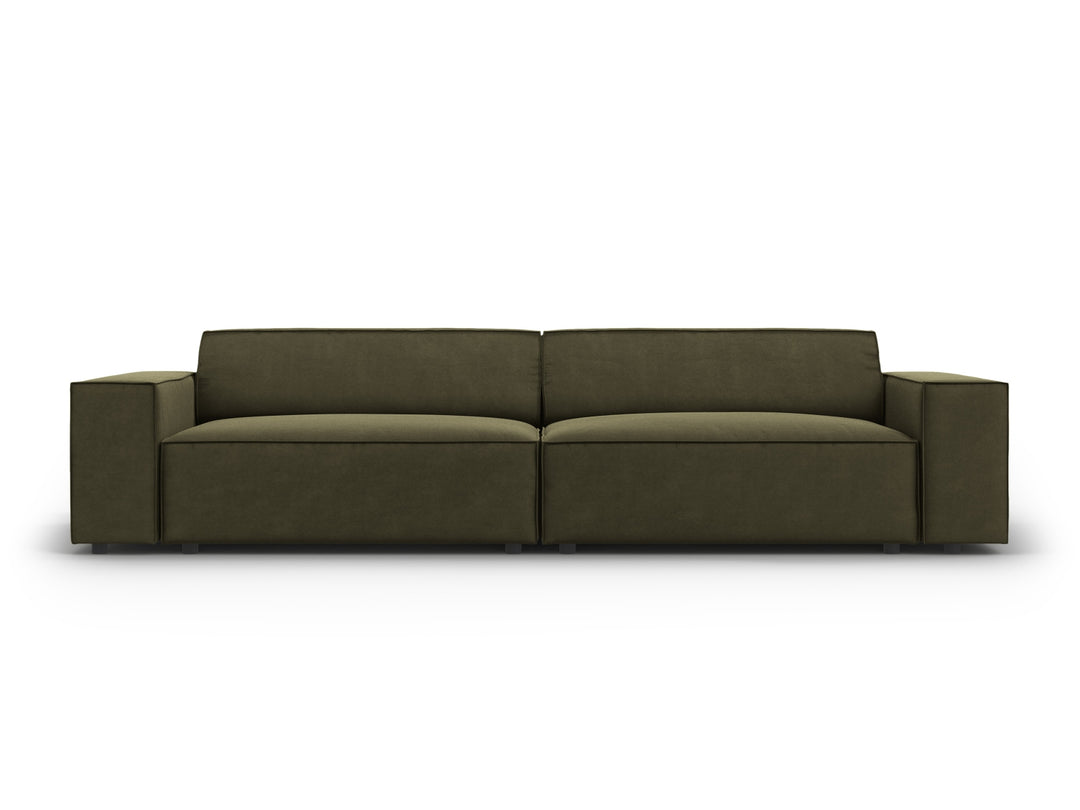 MICADONI Jodie sofa 4 sæder grøn fløjl og sort plast