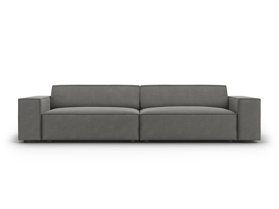 MICADONI Jodie sofa 4 sæder grå fløjl og sort plast