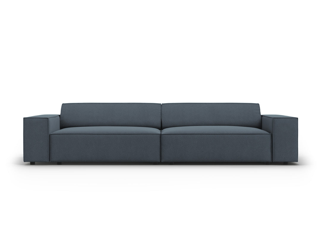 MICADONI Jodie sofa 4 sæder blå stof og sort plast