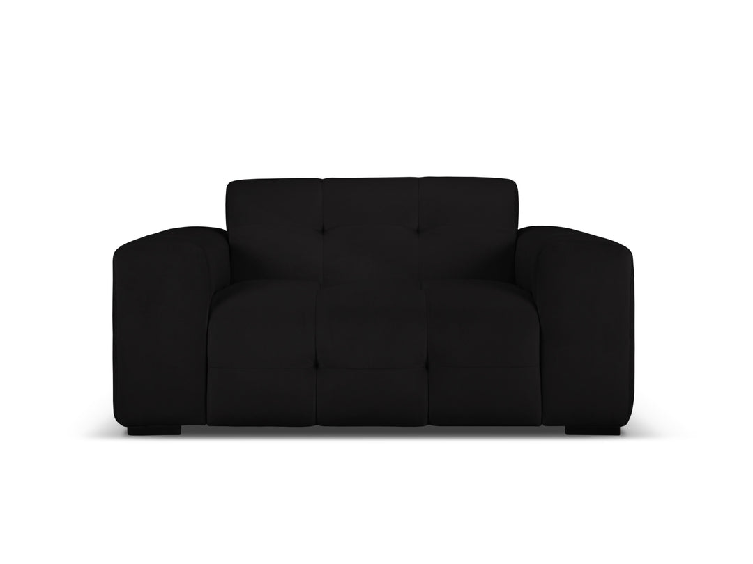 MICADONI Kendal sofa 2 sæder sort fløjl og sort bøgetræ