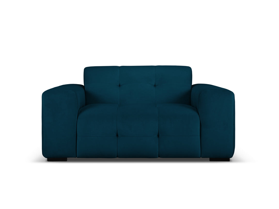 MICADONI Kendal sofa 2 sæder blå fløjl og sort bøgetræ