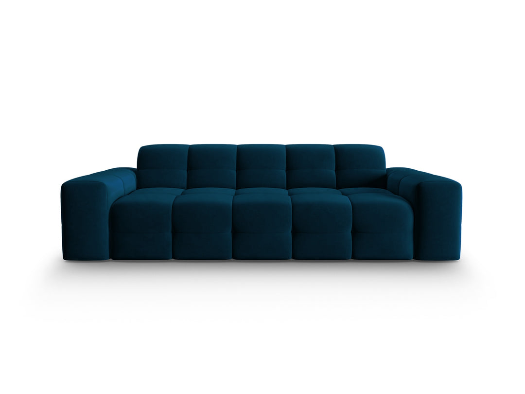 MICADONI Kendal sofa 3 sæder blå fløjl og sort bøgetræ